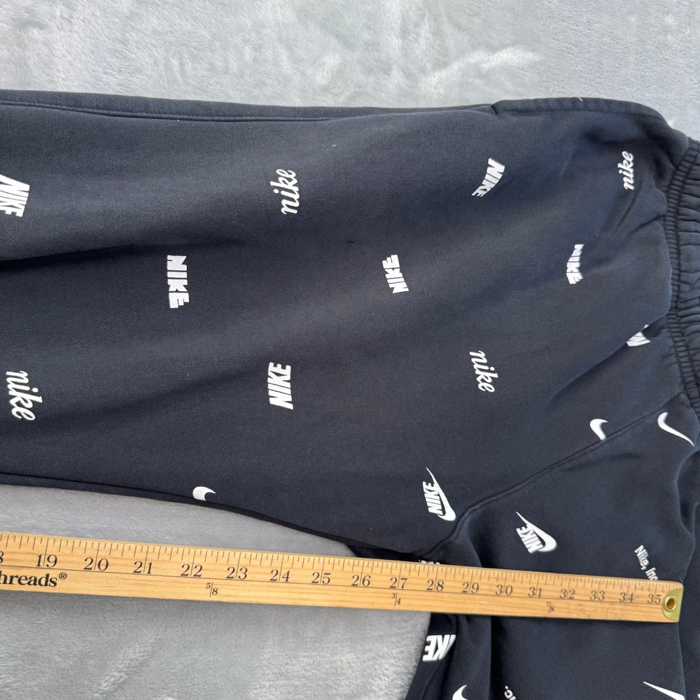 Nike Sweatpants Men Large Black All Over Print Logo Fleece FB7437-011 Jogger - Picture 9 of 13